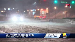 Theo Hayes shows Harford County road conditions