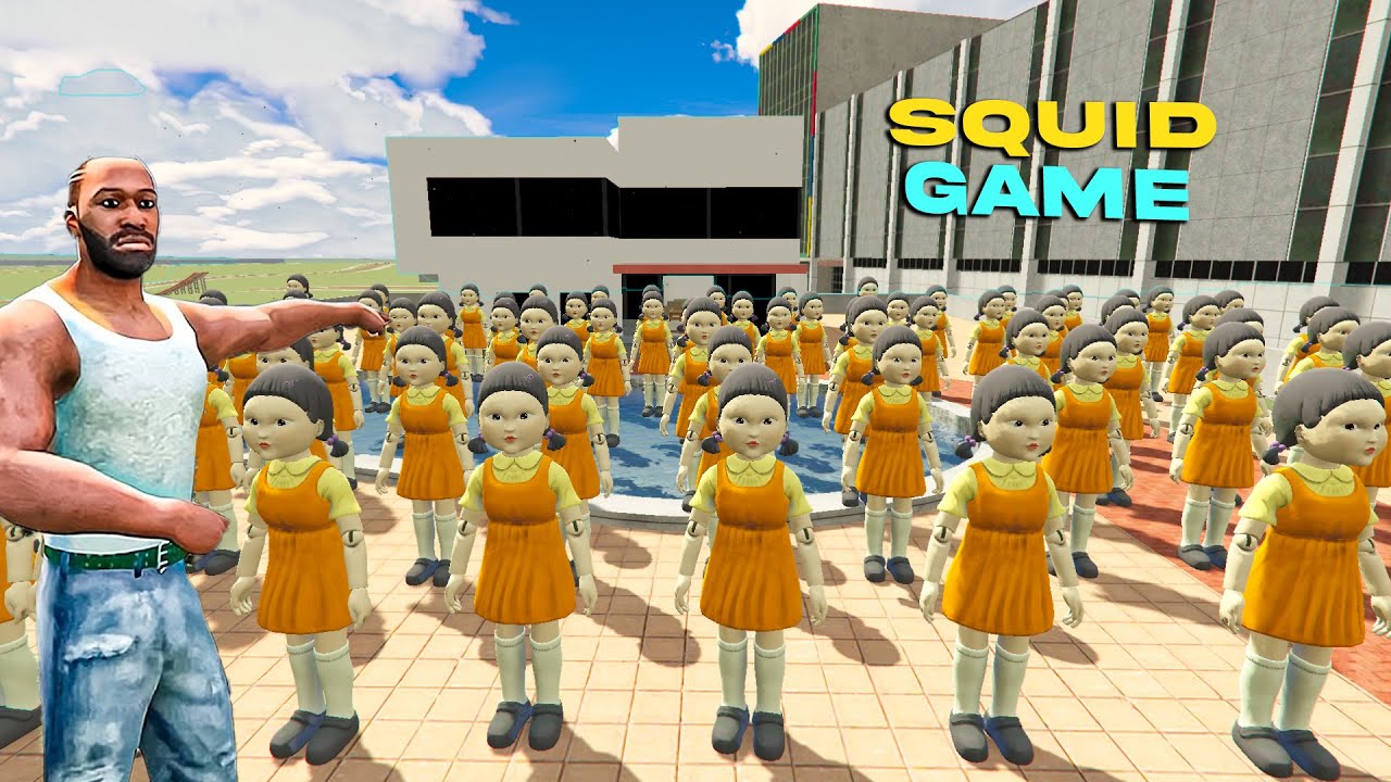 Franklin vs 100 Squid Game Dolls in Indian Bike Driving 3D