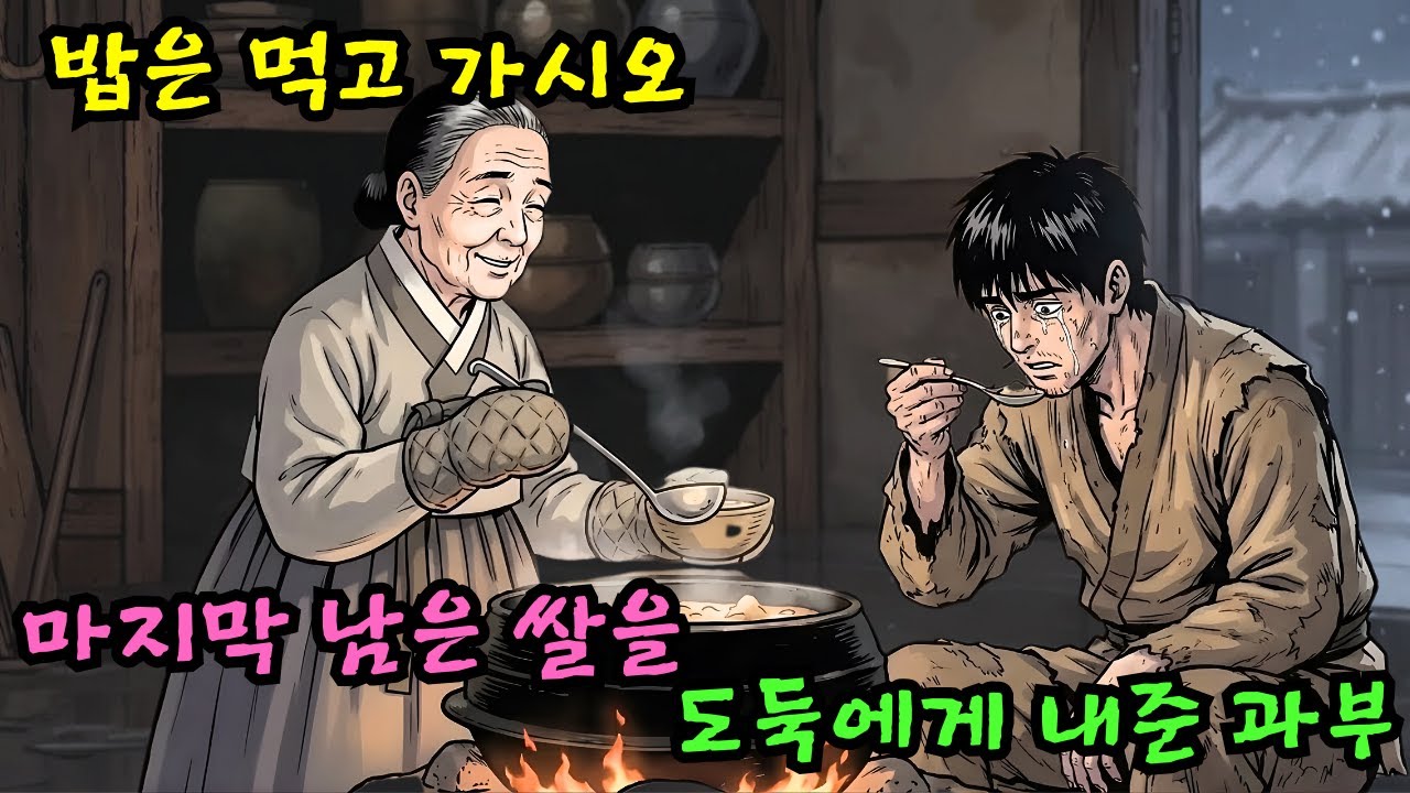 곳간 털러 들어온 도둑에게 밥상 차려준 과부, 훗날 도둑이 들고 온 '황금 덩어리'의 출처| 야담 옛날이야기 오디오북 수면동화 전설 민담