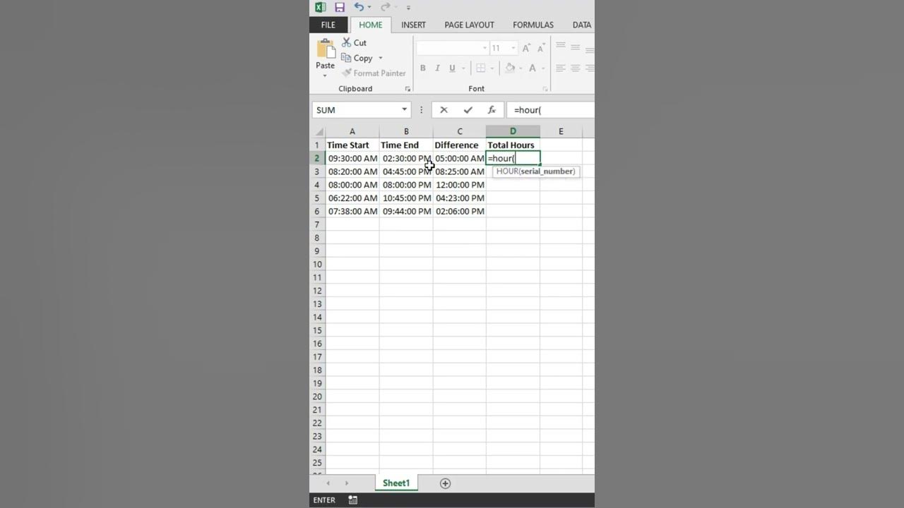 How to calculate Total Hours Between Time In and Time Out in Excel ...