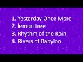 【Yesterday Once More】  【lemon tree】【Rhythm of the Rain】【Rivers of Babylon】【Lyrics】【英文經典懷舊四首】【動態歌詞】