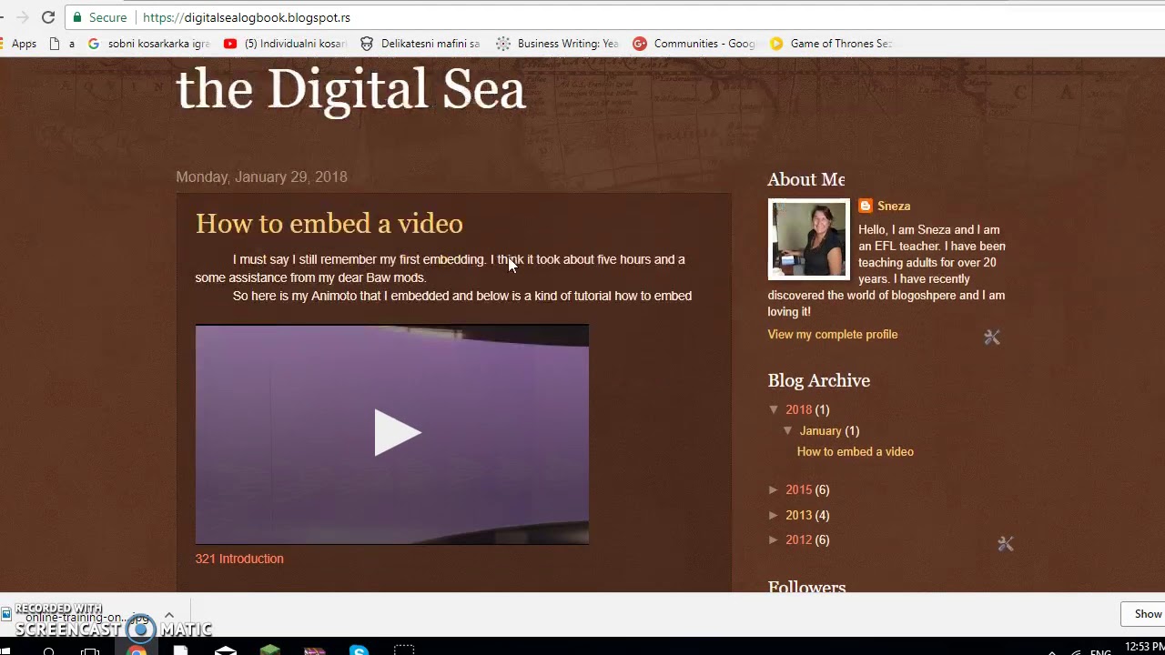 Adding external blog YouTube