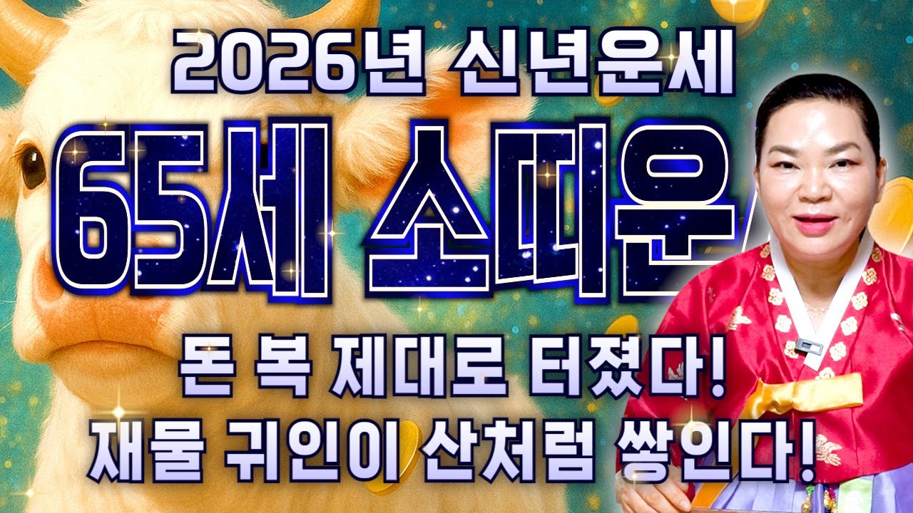 소띠 눈물난다..! 2026년 1961년생 65세 소띠운세 내 나이가 65세라면 2026년 100% 대박납니다! 61년생 소띠의 운명과 신년운세 /2026년 병오년 65세 소띠운세