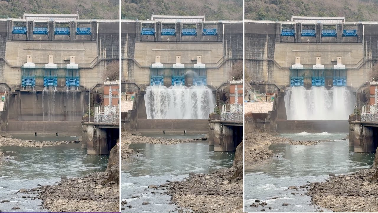 ◆ ダム 放流 ◆ 天ヶ瀬ダムの 観光放流 をノーカットでたっぷりと！2025年3月 60周年記念 堂々のアーチ式ダム 京都府宇治市 4K