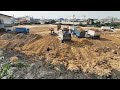 Huge land filling up use stone try dirt by power bulldozer komatsu d20p and d53p 5ton truck