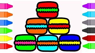 Macarons Coloring Pages for Kids | Fastfood Coloring Book for Children