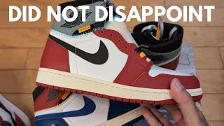 UNBOXING Union x Air Jordan 1 Retro High OG Chicago Shadow Grey - 2018 Storm Blue Comparison