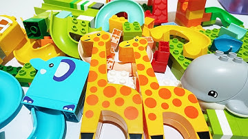 👍Satisfying Building Blocks Marble Run Two Giraffe Whale Seesaw Elephant  ⭐ Marble Run ASMR TV