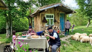 Real Life in an Azerbaijani Village. Cooking Pie and Khinkal with Meat.