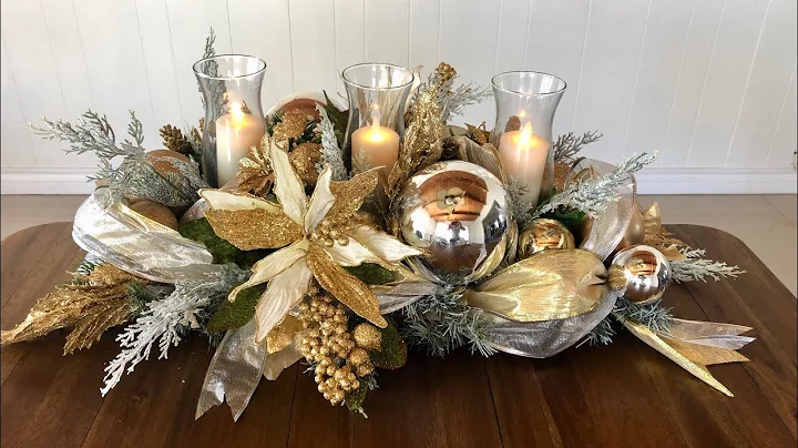 GLAM Christmas Centerpiece In Gold  /Dollar Tree Glam Centerpiece DIY/ Holiday Decor On A Budget