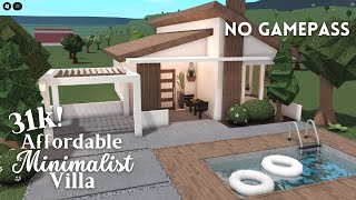 [ bloxburg ] ꒰ 31k ꒱ 🌿 affordable minimalist villa ꒰ no gamepass build & tour ꒱