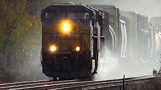 CSX Train Electric Motor Burning Up As It Goes By! UP + NS Power on Tank Train! Trains Meet at Night