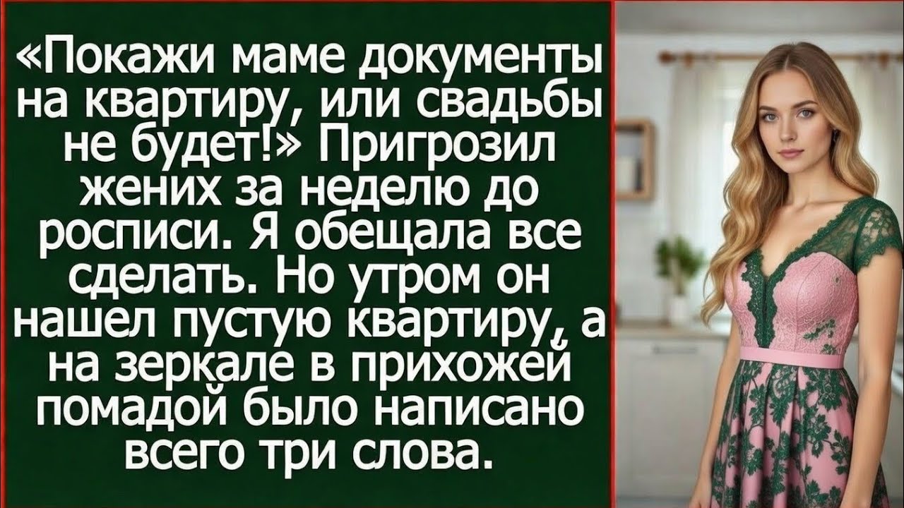 «Покажи маме документы на квартиру, или свадьбы не будет!» Пригрозил жених за неделю до росписи.