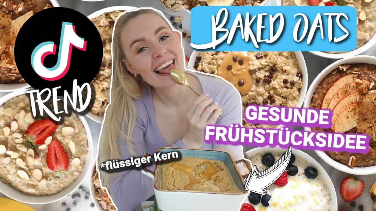 VIRALE TIK TOK REZEPTE im TEST! 😋BAKED OATS- Bounty, Twix, Cheesecake! Gesunde Frühstücksidee 😍