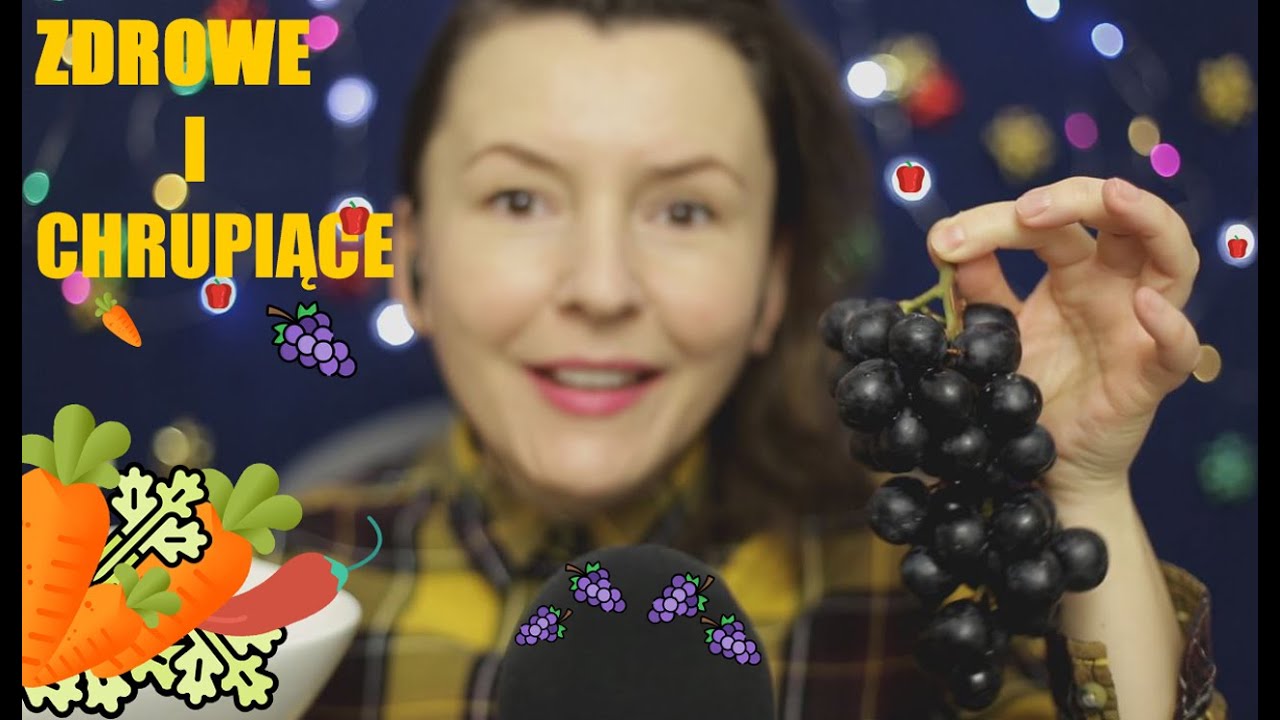 [ASMR] po polsku. Dźwięki jedzenia. Chrupiące warzywa i owoce, szeptanie ciekawostek z życia