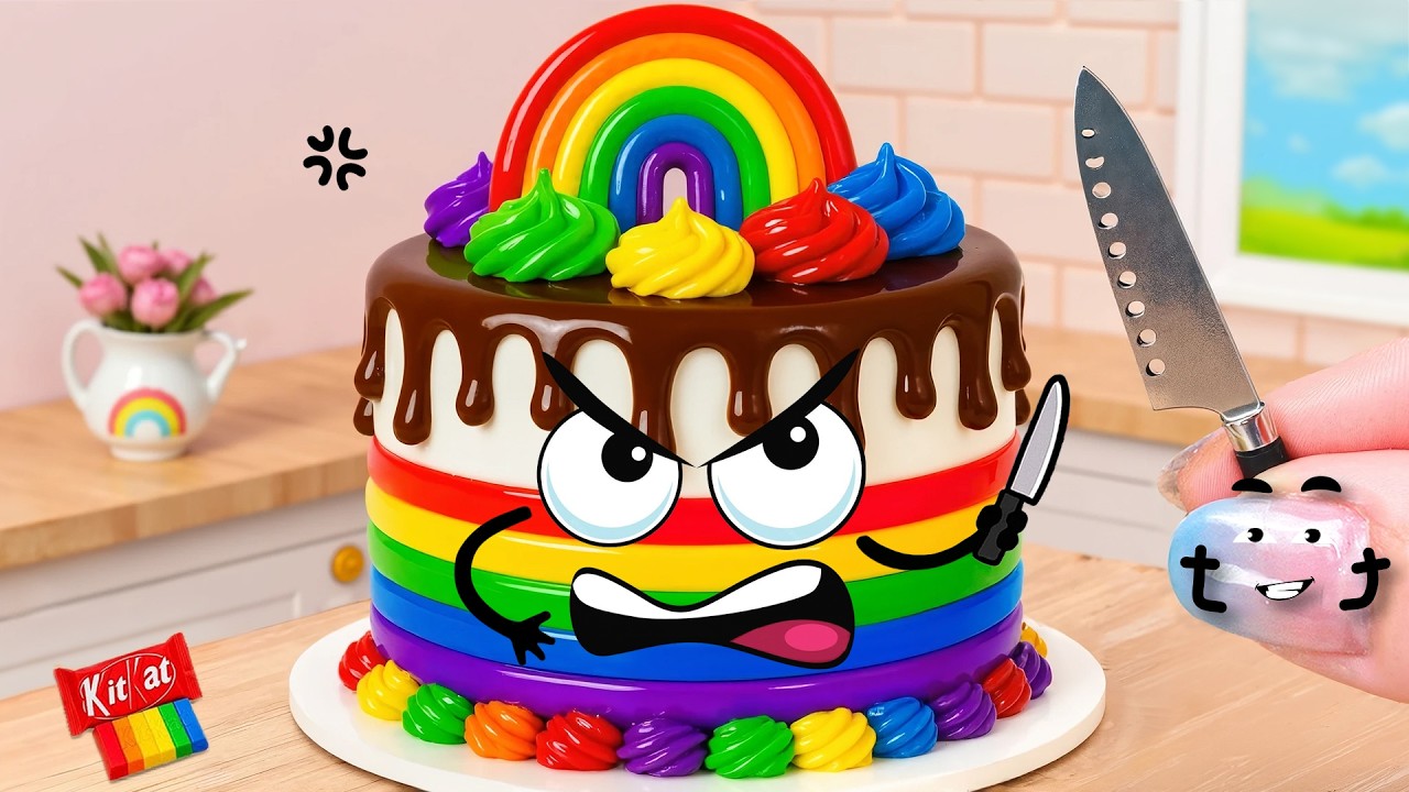 ✨ How to Make a Mini Chocolate Cake 🍫 So Satisfying!🌈 ASMR Mini Cake & Doodle Style