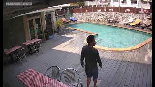 Cha Li’s Family Hotel & Hostel earthquake pool area 28 March 2025