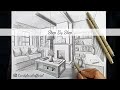 How to draw a living room in two point perspective  step by step