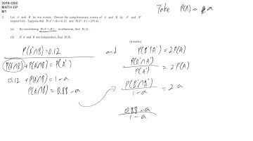 DSE maths M1 2019 #02 probability identities