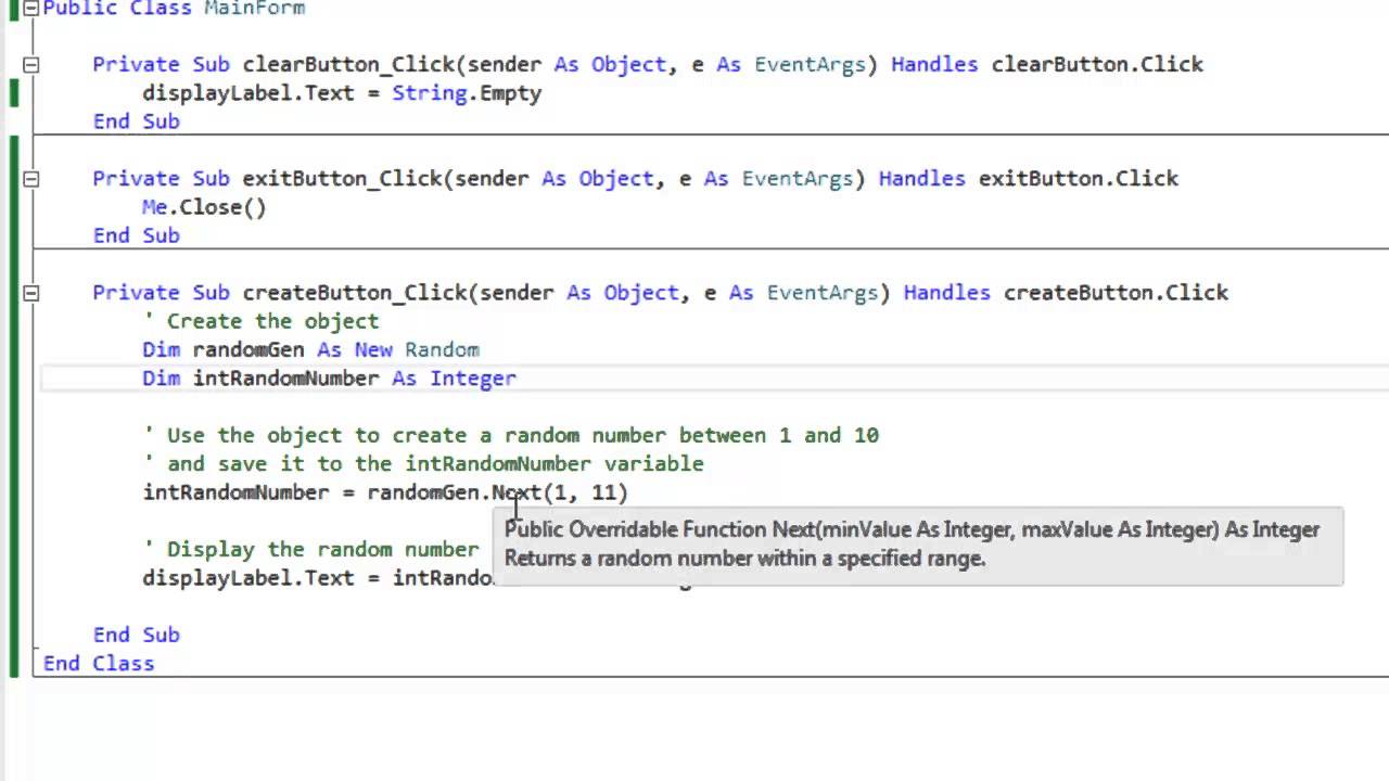 Generating a Random Number in Visual Basic - YouTube Generating A Random Number In Visual Basic - Youtube
