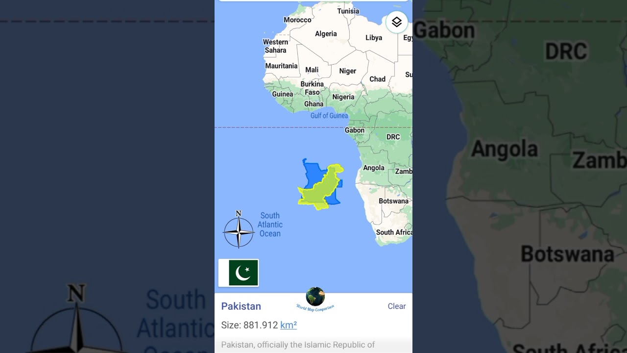 Pakistan Vs Angola land area size comparison 