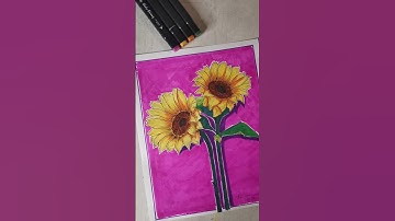 Pintando girasoles con plumones Touch. #art #painting #girasoles #girasol #markers #markersdrawing