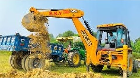 Jcb 3dx Backhoe Mud Loading Trolley In Swaraj 855 And Mahindra Arjun Tractor l
