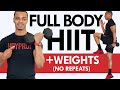 60 Minute Full Body HIIT Workout with Weights (NO REPEAT WORKOUT)