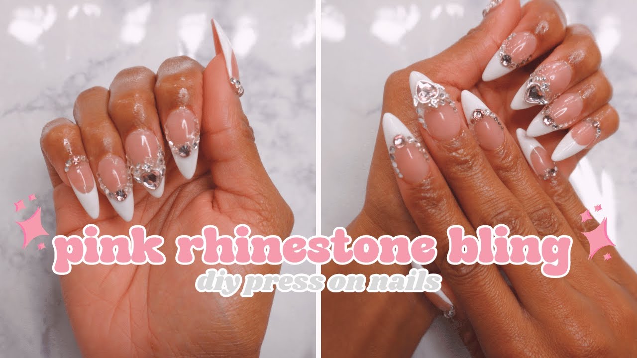 Pink & Silver 3D Bling Nails | Press On Nails At Home, Self Nails, Gel Nails