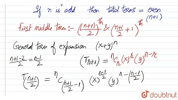 If n is an odd positive integer, prove that the coefficients of the middle terms in the expansio...