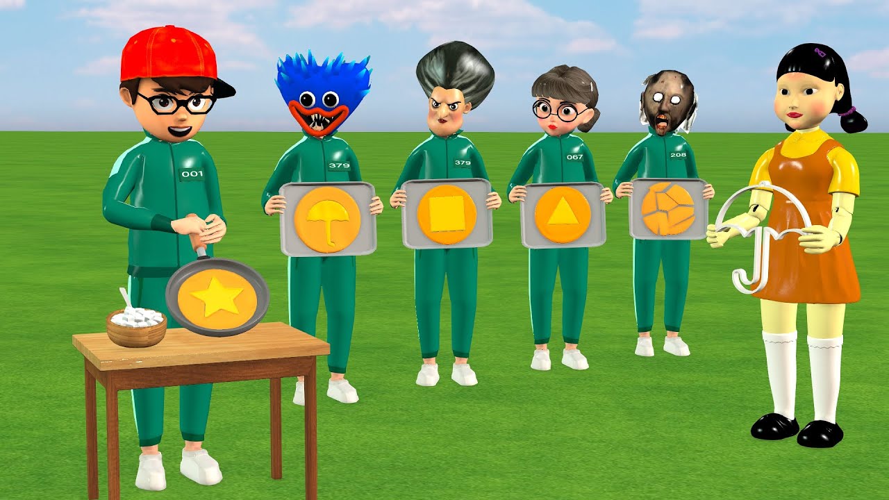 Scary Teacher 3D vs Squid Game Making Dalgona Candy Shapes Nice or Error 5 Times Challenge