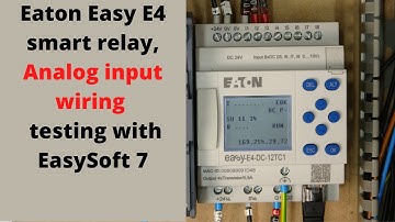 Eaton Easy E4 smart relay, analog input wiring, live testing with EasySoft 7. English