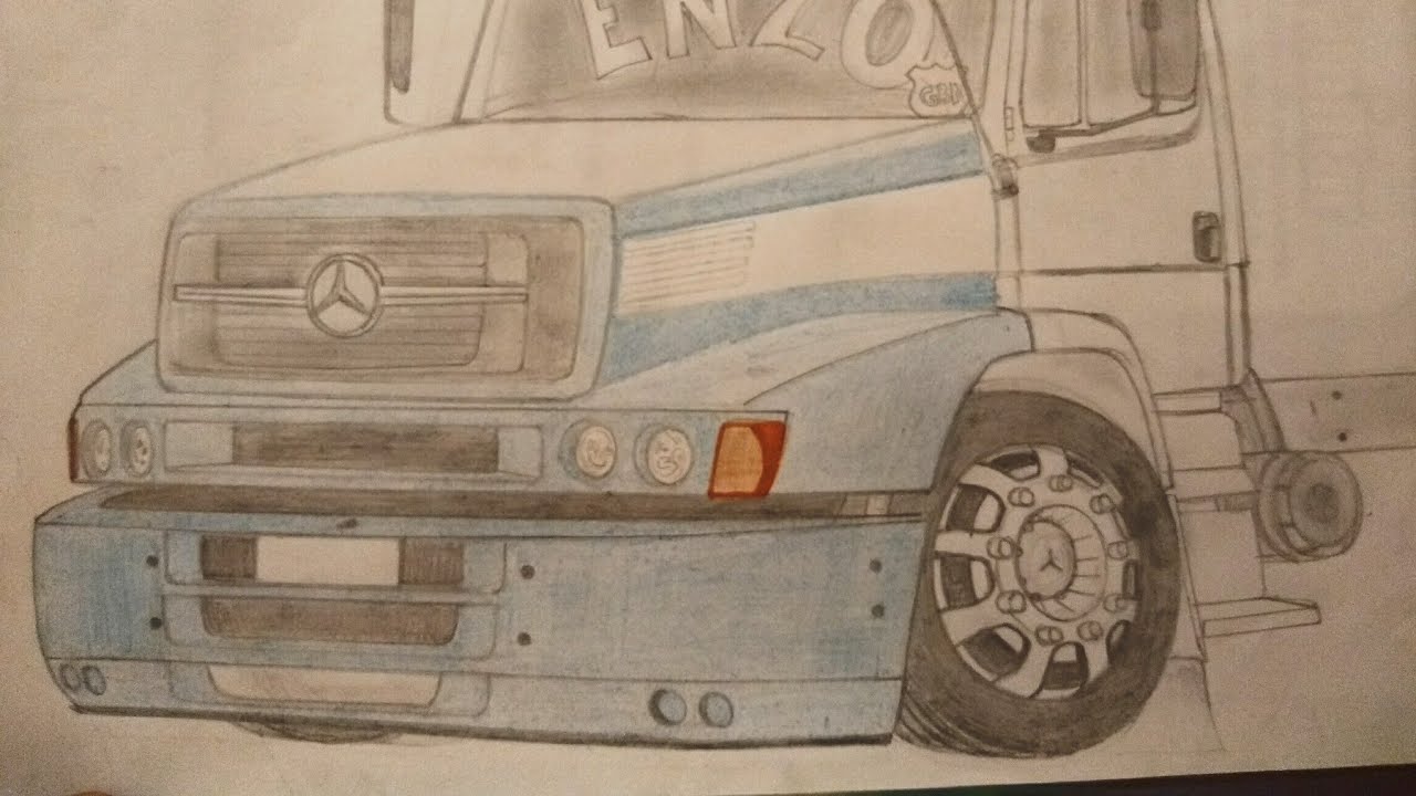 Como desenhar um Caminhão - Mercedes Benz 1620 - PASSO A PASSO - narrado 