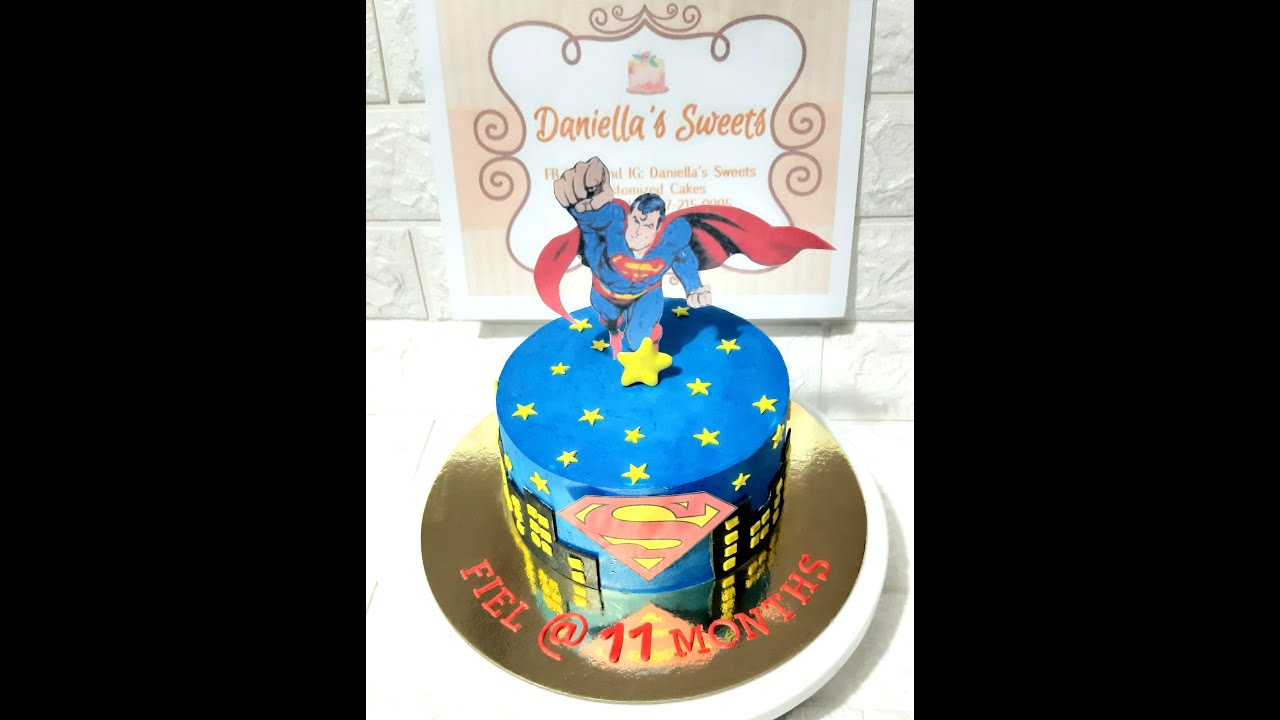 Simple Superman Buttercream Cake.