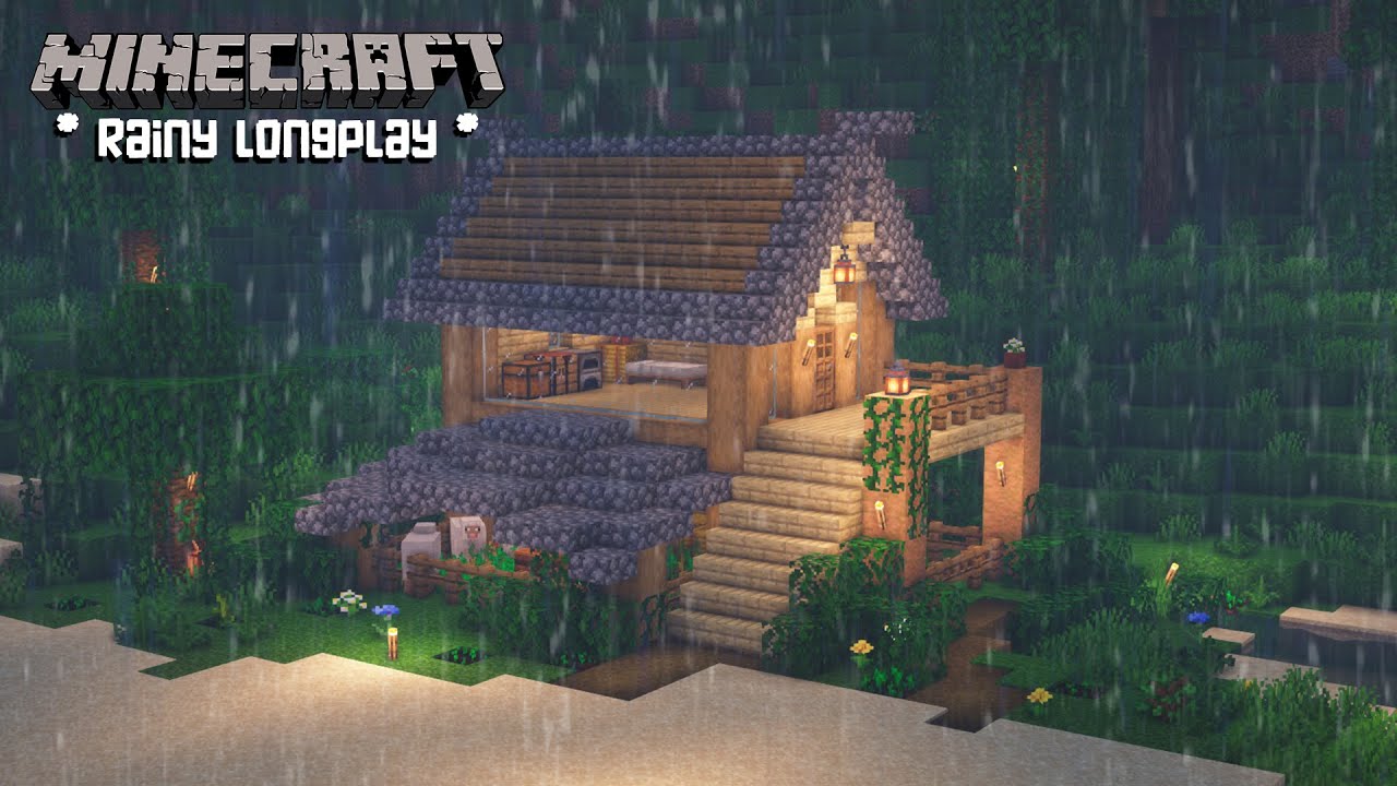 Minecraft Rainy Longplay - Building a Beach Starter House - No ...