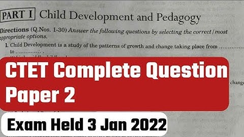 CTET Paper 2 | 3rd january 2022