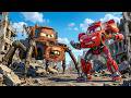 Kitten Drives Police Robot Lightning McQueen And Monster Truck And Giant Spider 