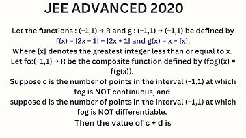 JEE ADVANCED 2020 - CONTINUITY AND DIFFERENTIABLITY