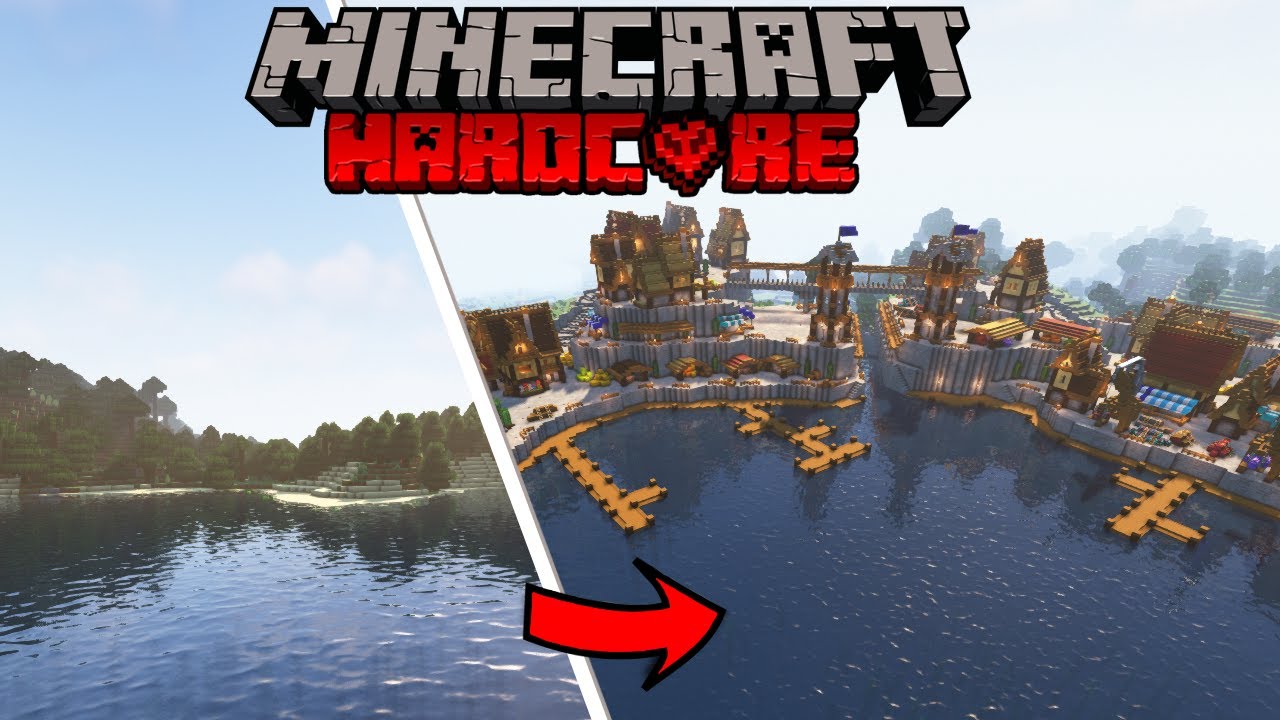 I spent 130 DAYS BUILDING a HARBOR in Hardcore Minecraft - YouTube