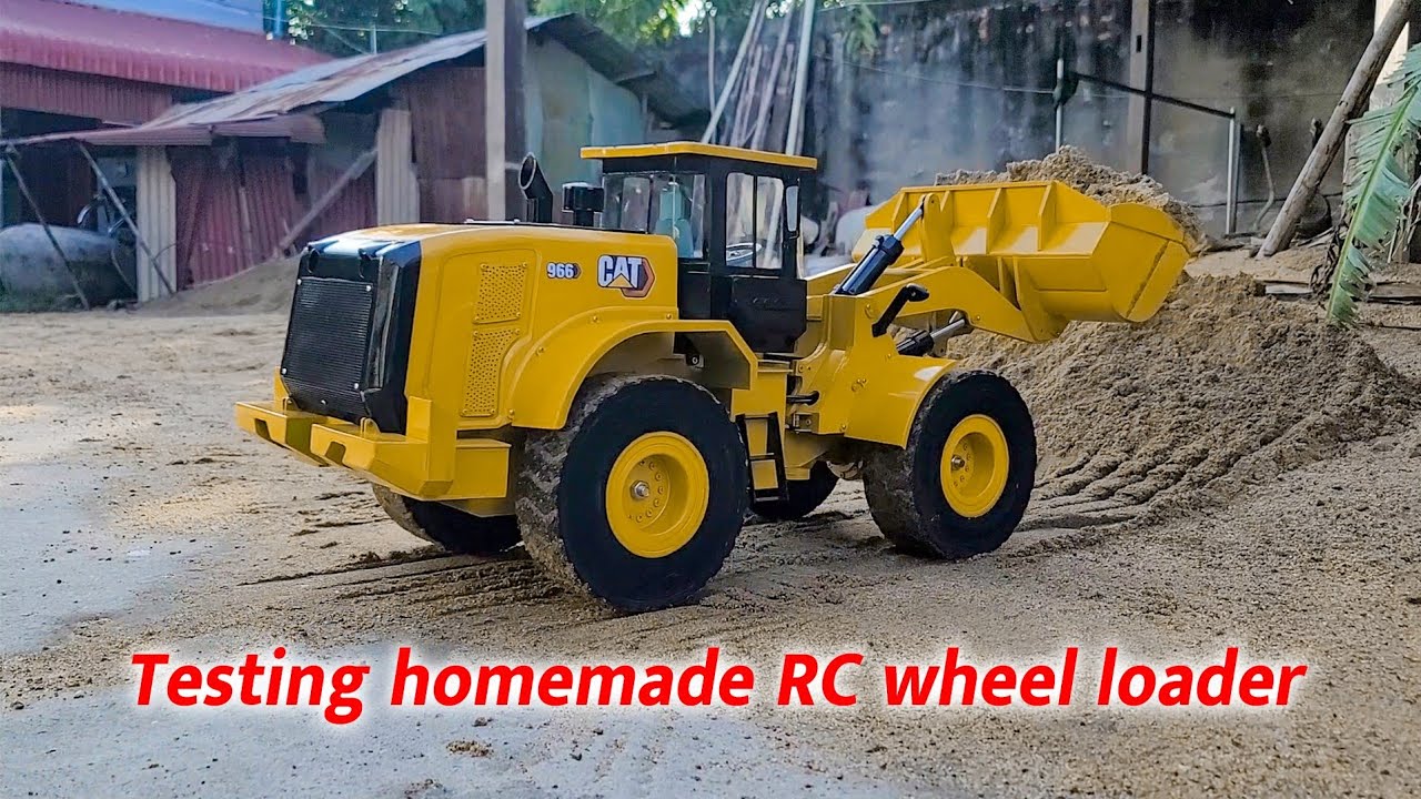 Testing My Homemade RC Wheel Loader CAT 966 1/8 scale