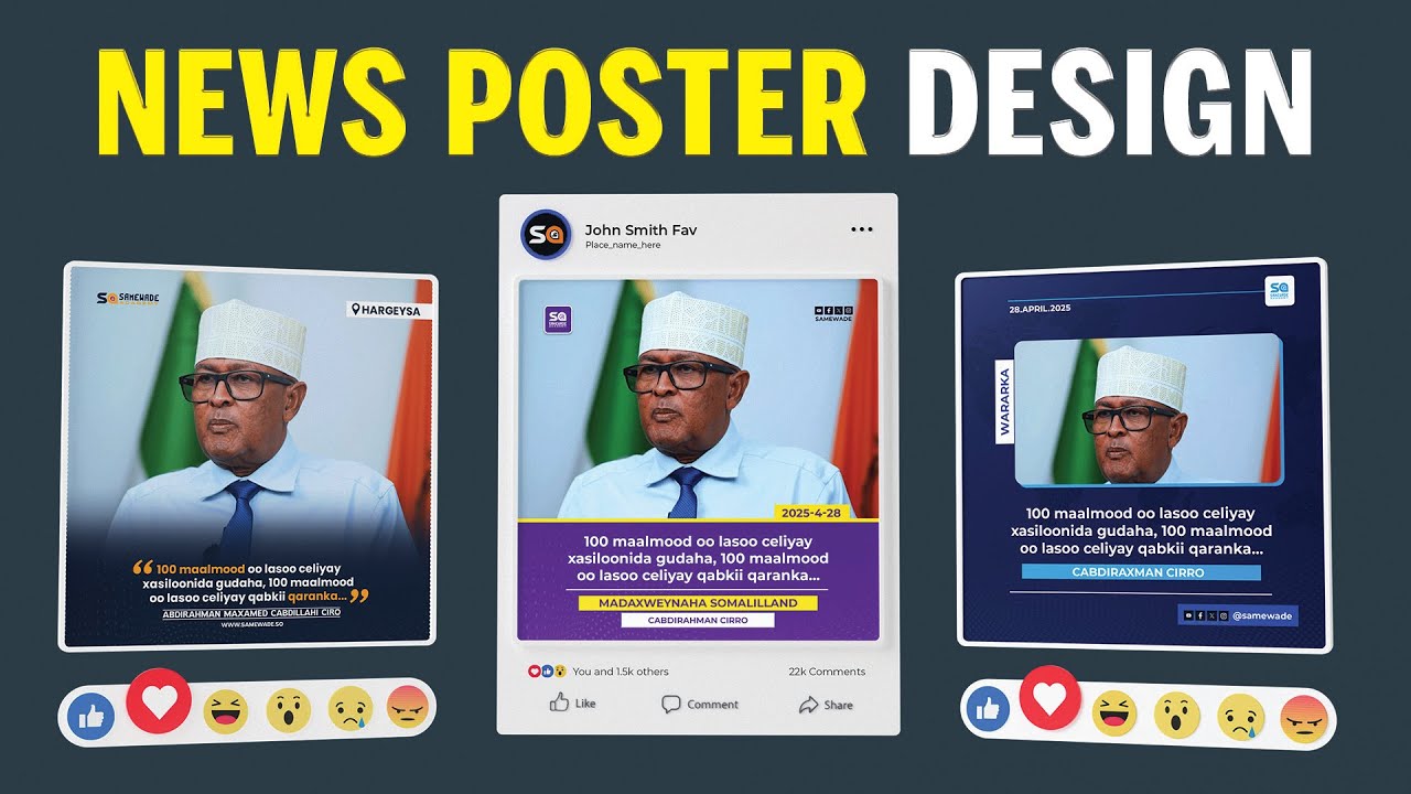 NEWS POSTER DESIGN | BARO SIDA LOO SAMEYO POSTER WARAR DEGDEG #photoshop