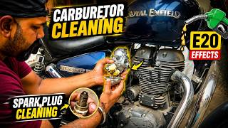 Royal Enfield 350 Carburetor & Spark Plug Cleaning | E20 Petrol Effects