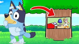 ¡ME ESCONDO DE BLUEY DENTRO DE UN ARBOL! 😱😂 Gatoronron vs Bluey EL ESCONDITE MINECRAFT