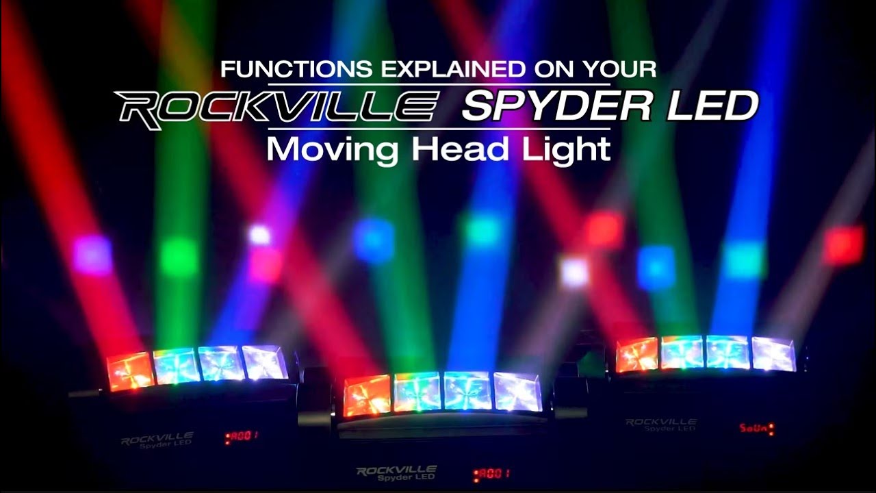 Functions, Modes & Buttons Explained on Rockville Spyder LED (8) Beam Moving Head DMX Club Pro Light