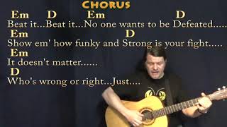 Beat It (Michael Jackson) Fingerstyle Guitar Cover Lesson in Em with Chords/Lyrics