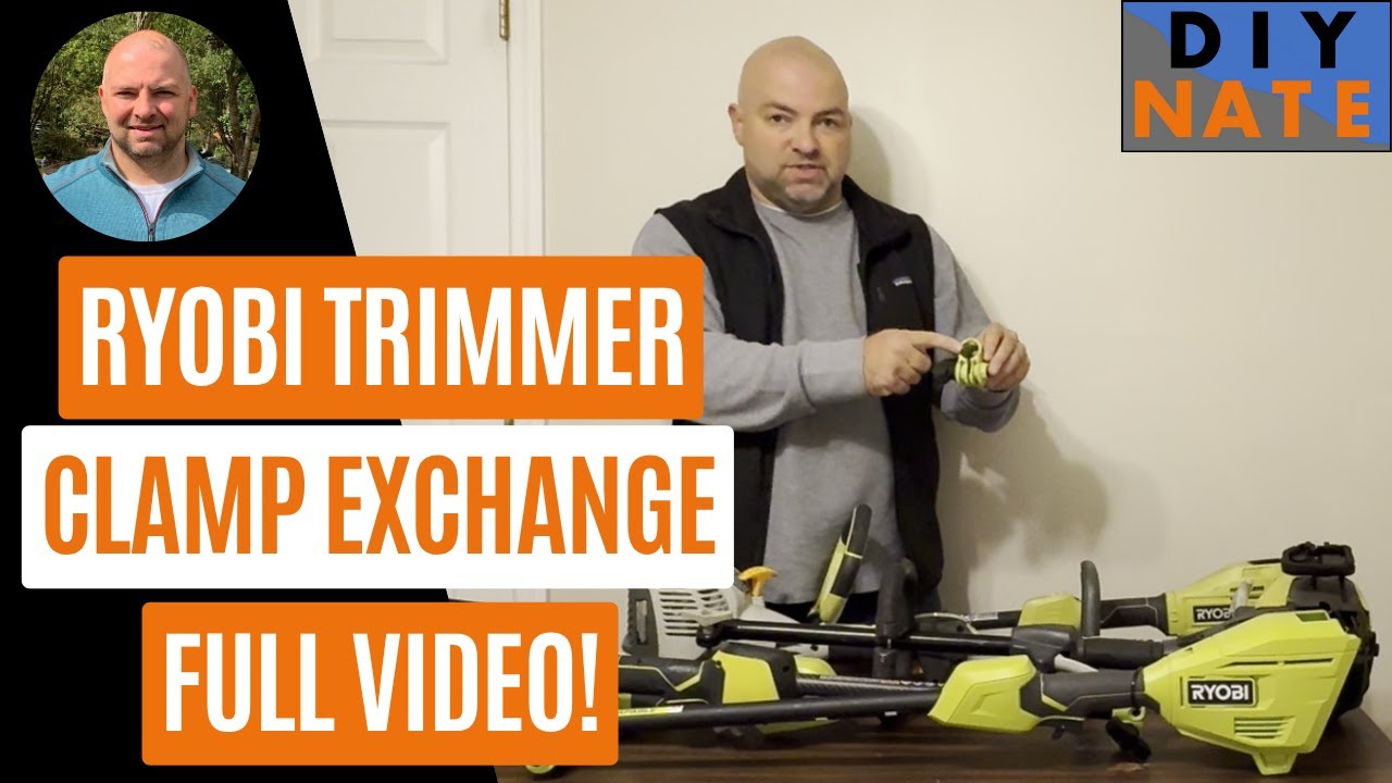 Как заменить зажим/соединительную муфту стрелы триммера Ryobi (пластик и металл; бензиновые или 4...