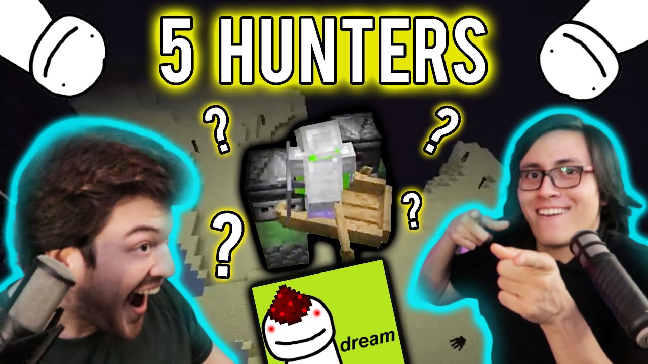 Minecraft, but we React to Dream in Speedrunner VS 5 Hunters REMATCH...