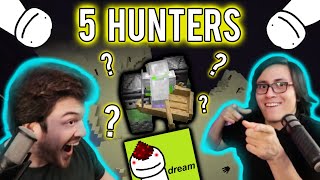 Minecraft, but we React to Dream in Speedrunner VS 5 Hunters REMATCH...