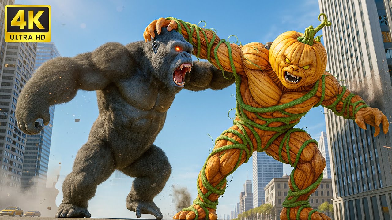 🦍🎃 KING KONG Battles Giant Pumpkin Monster in Epic Halloween Disaster! 💥😱