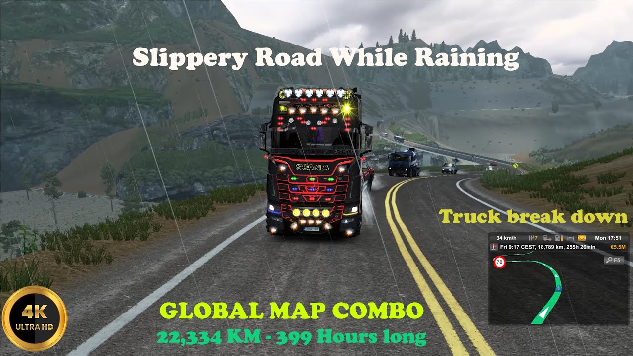 ETS2 Slippery Road || Truck slipping || Equador (South America) to ...